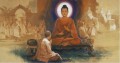 maha pajapati gotami solicitando permiso al buda para establecer la orden de monjas en el budismo